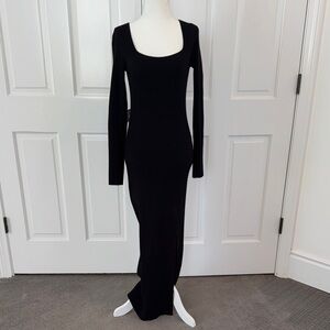 Sophisticated Long Sleeve Black Sweater Dress